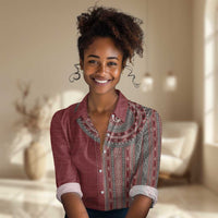 Tunisia Bakhnug Motif Women Casual Shirt Traditional Tunisian Embroidery Inspired - Wonder Print Shop