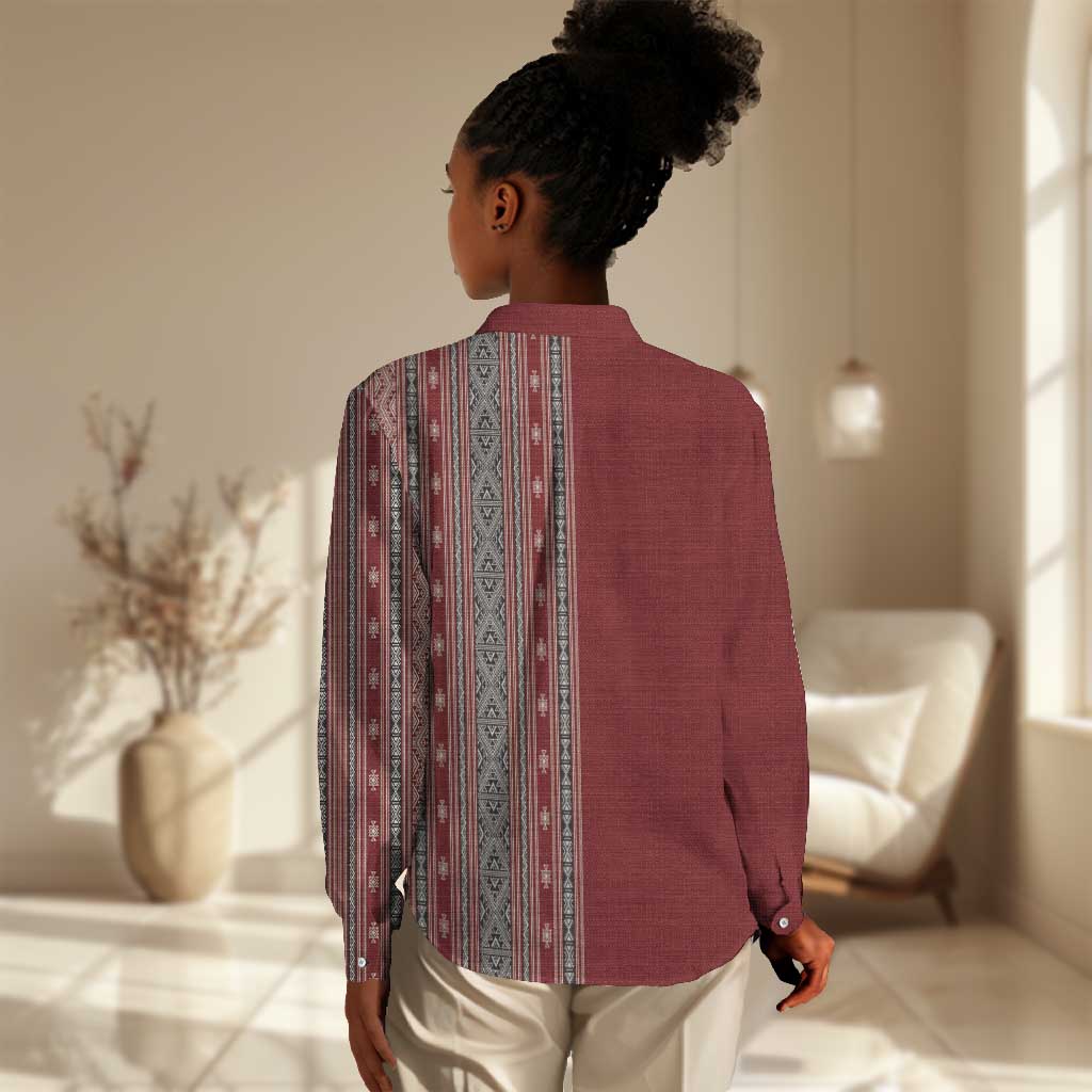 Tunisia Bakhnug Motif Women Casual Shirt Traditional Tunisian Embroidery Inspired - Wonder Print Shop