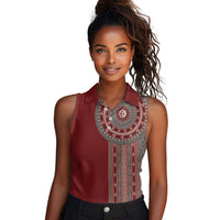 Tunisia Bakhnug Motif Women Sleeveless Polo Shirt Traditional Tunisian Embroidery Inspired - Wonder Print Shop