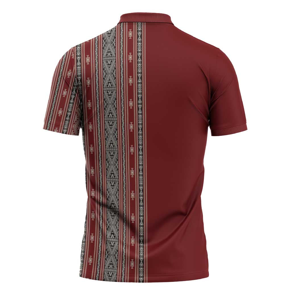 Tunisia Bakhnug Motif Zipper Polo Shirt Traditional Tunisian Embroidery Inspired - Wonder Print Shop