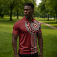 Tunisia Bakhnug Motif Zipper Polo Shirt Traditional Tunisian Embroidery Inspired - Wonder Print Shop