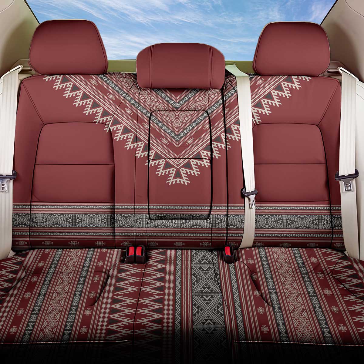 Tunisian Embroidery Pattern Back Car Seat Cover - Wonder Print Shop