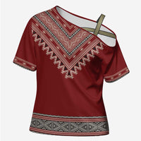 Tunisian Embroidery Pattern Cross Shoulder Shirt - Wonder Print Shop