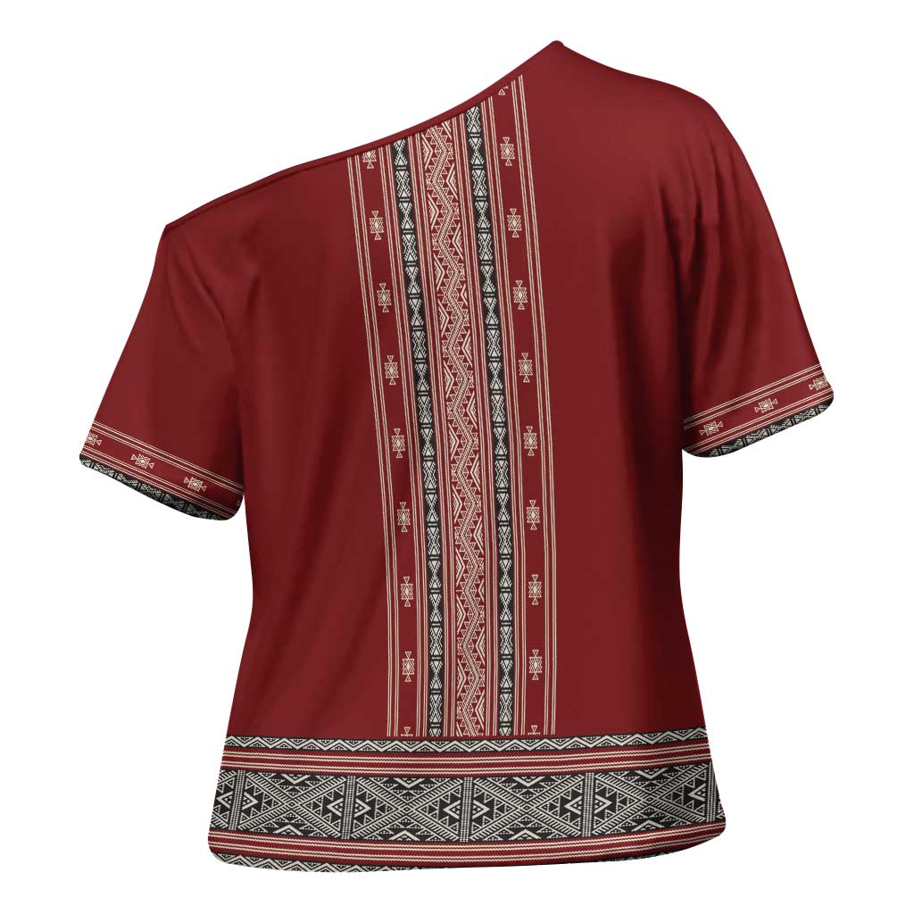 Tunisian Embroidery Pattern Cross Shoulder Shirt - Wonder Print Shop