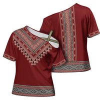 Tunisian Embroidery Pattern Cross Shoulder Shirt - Wonder Print Shop