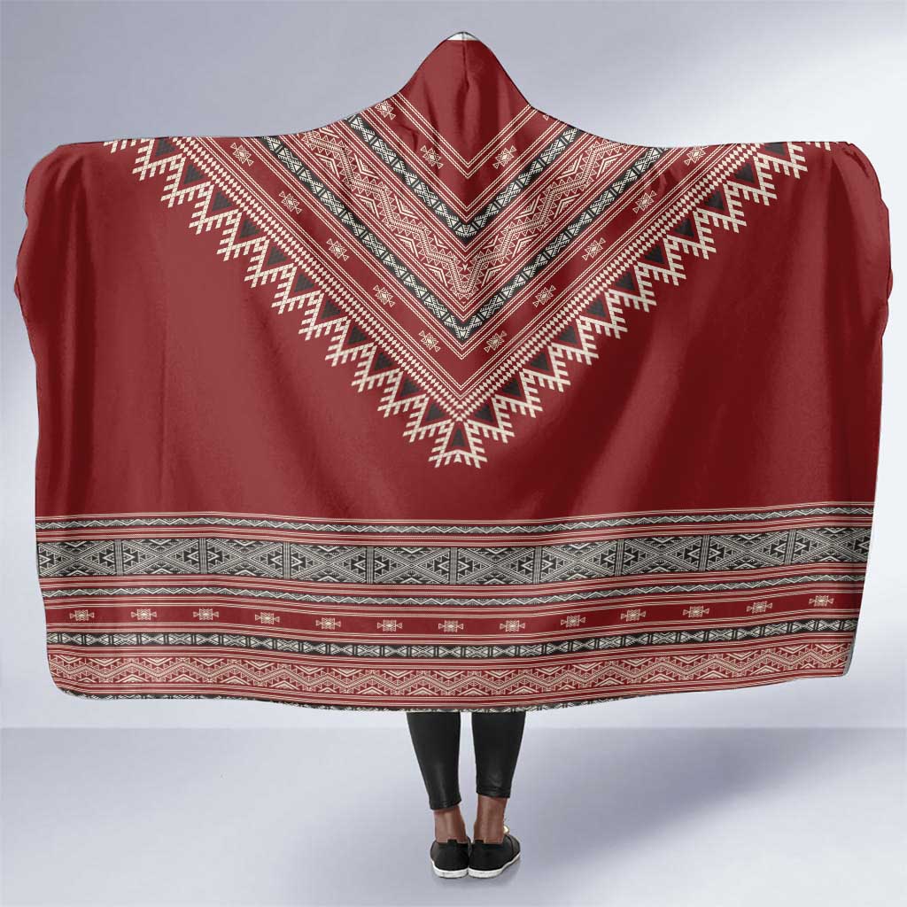 Tunisian Embroidery Pattern Hooded Blanket - Wonder Print Shop
