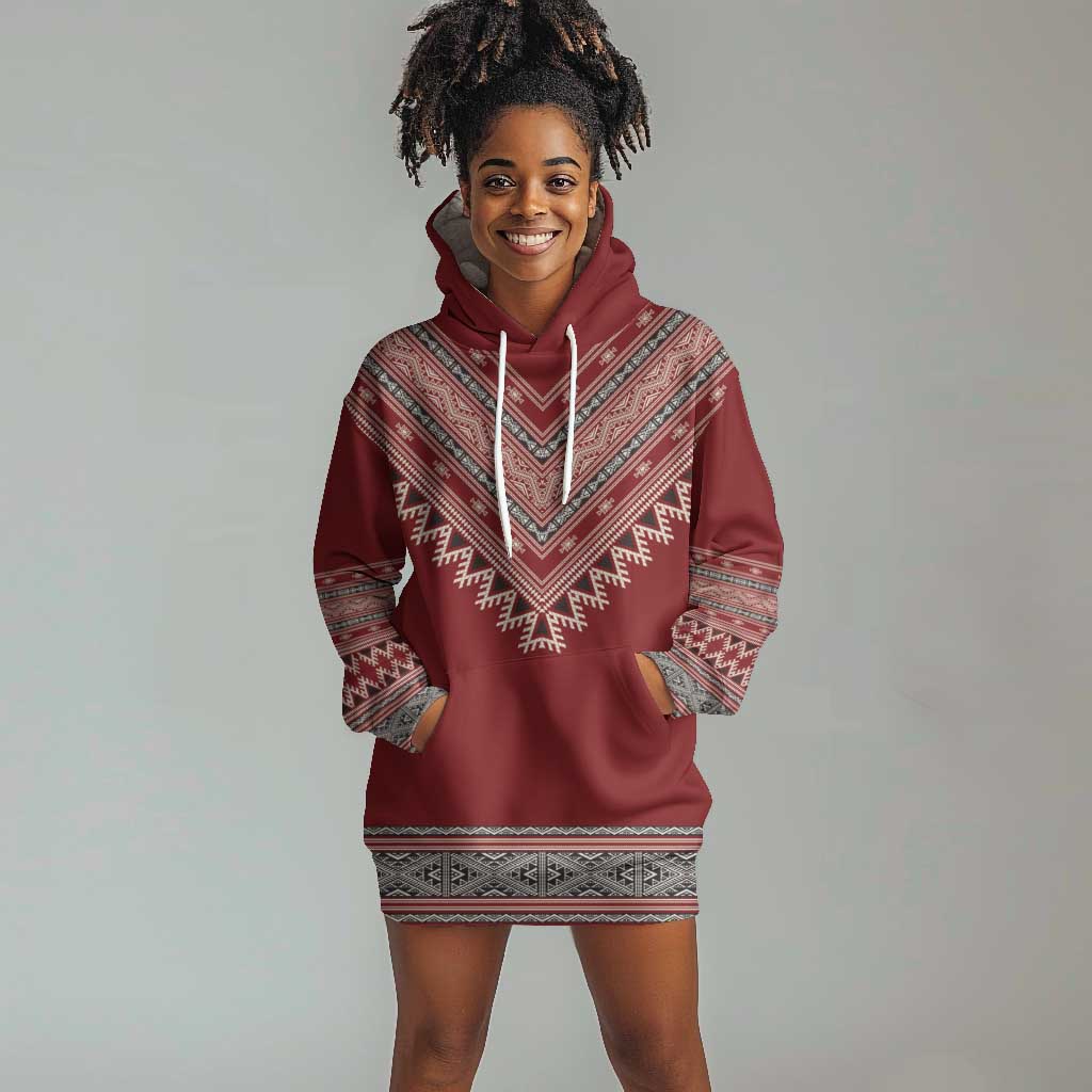 Tunisian Embroidery Pattern Hoodie Dress - Wonder Print Shop