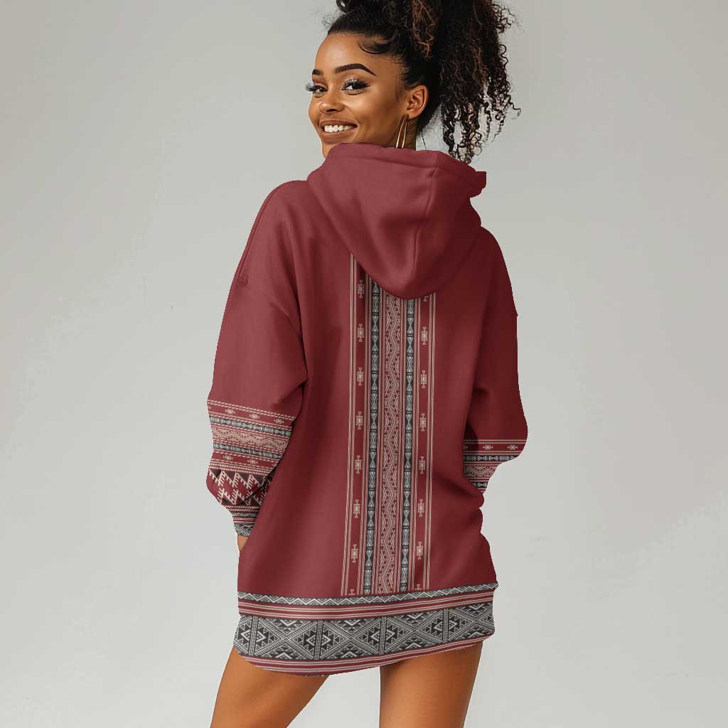 Tunisian Embroidery Pattern Hoodie Dress - Wonder Print Shop