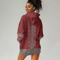 Tunisian Embroidery Pattern Hoodie Dress - Wonder Print Shop