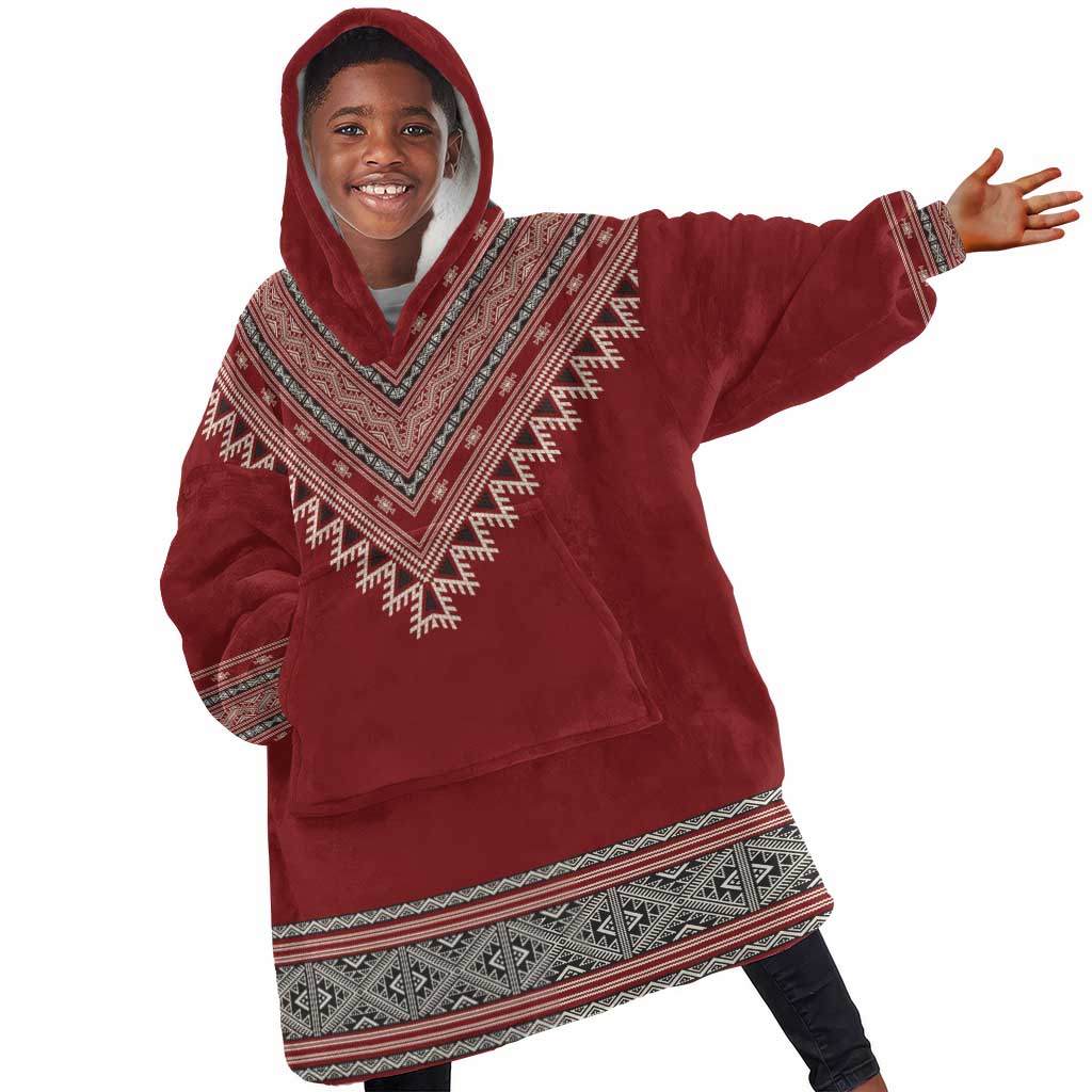 Tunisian Embroidery Pattern Kid Wearable Blanket Hoodie - Wonder Print Shop