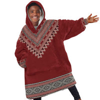 Tunisian Embroidery Pattern Kid Wearable Blanket Hoodie - Wonder Print Shop