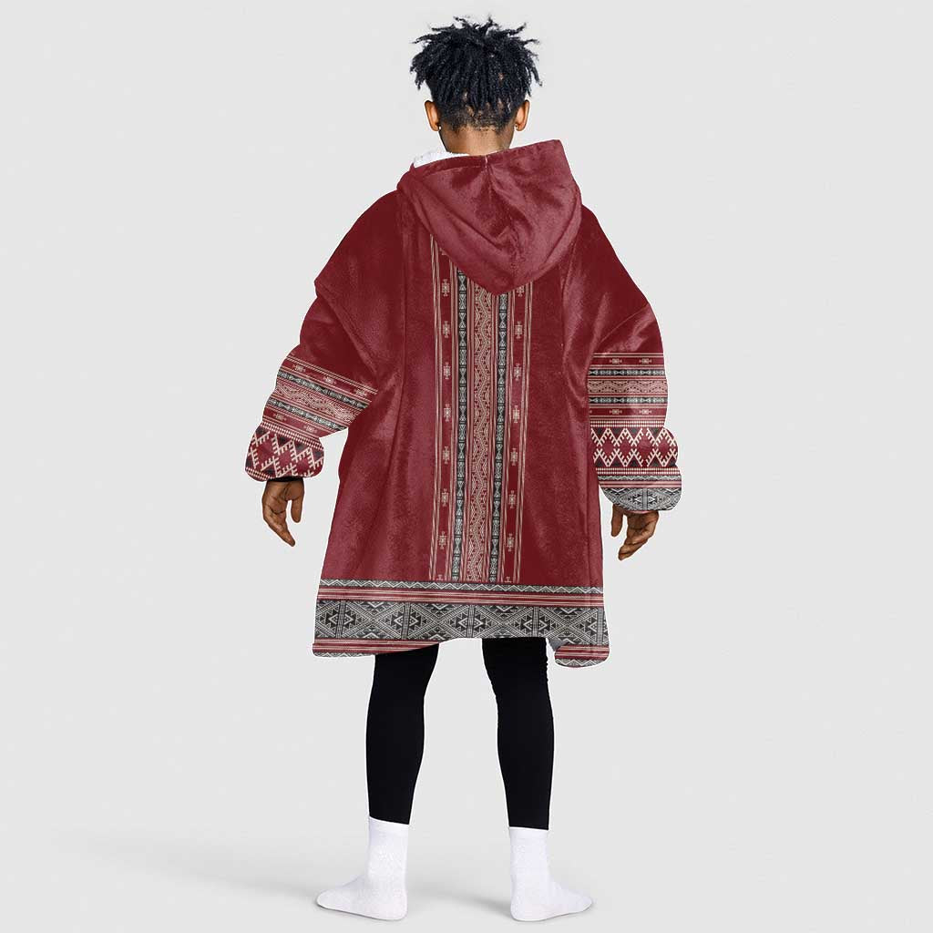 Tunisian Embroidery Pattern Kid Wearable Blanket Hoodie - Wonder Print Shop