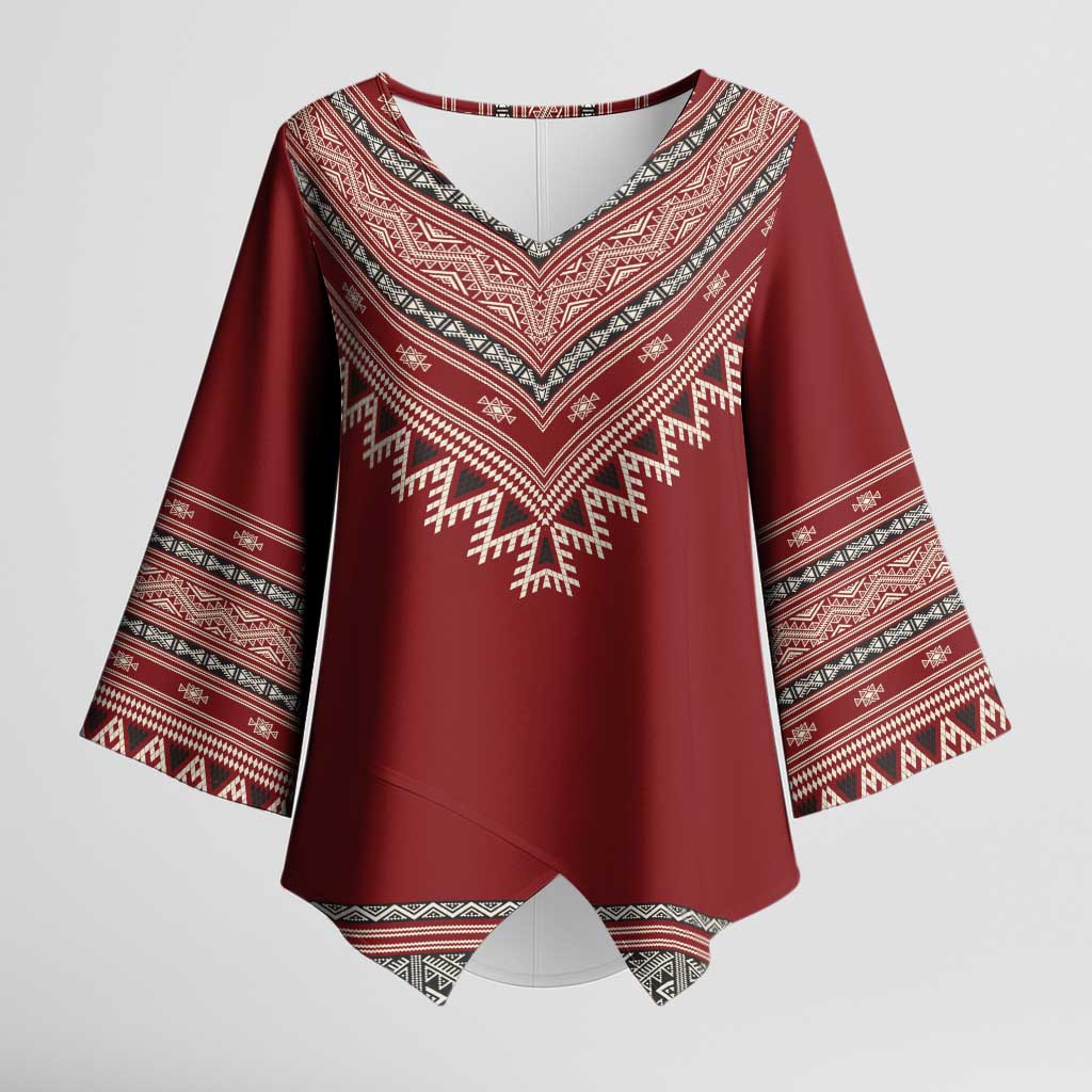 Tunisian Embroidery Pattern Kimono Sleeve Blouse - Wonder Print Shop