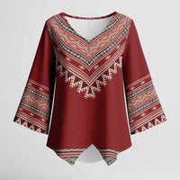 Tunisian Embroidery Pattern Kimono Sleeve Blouse - Wonder Print Shop