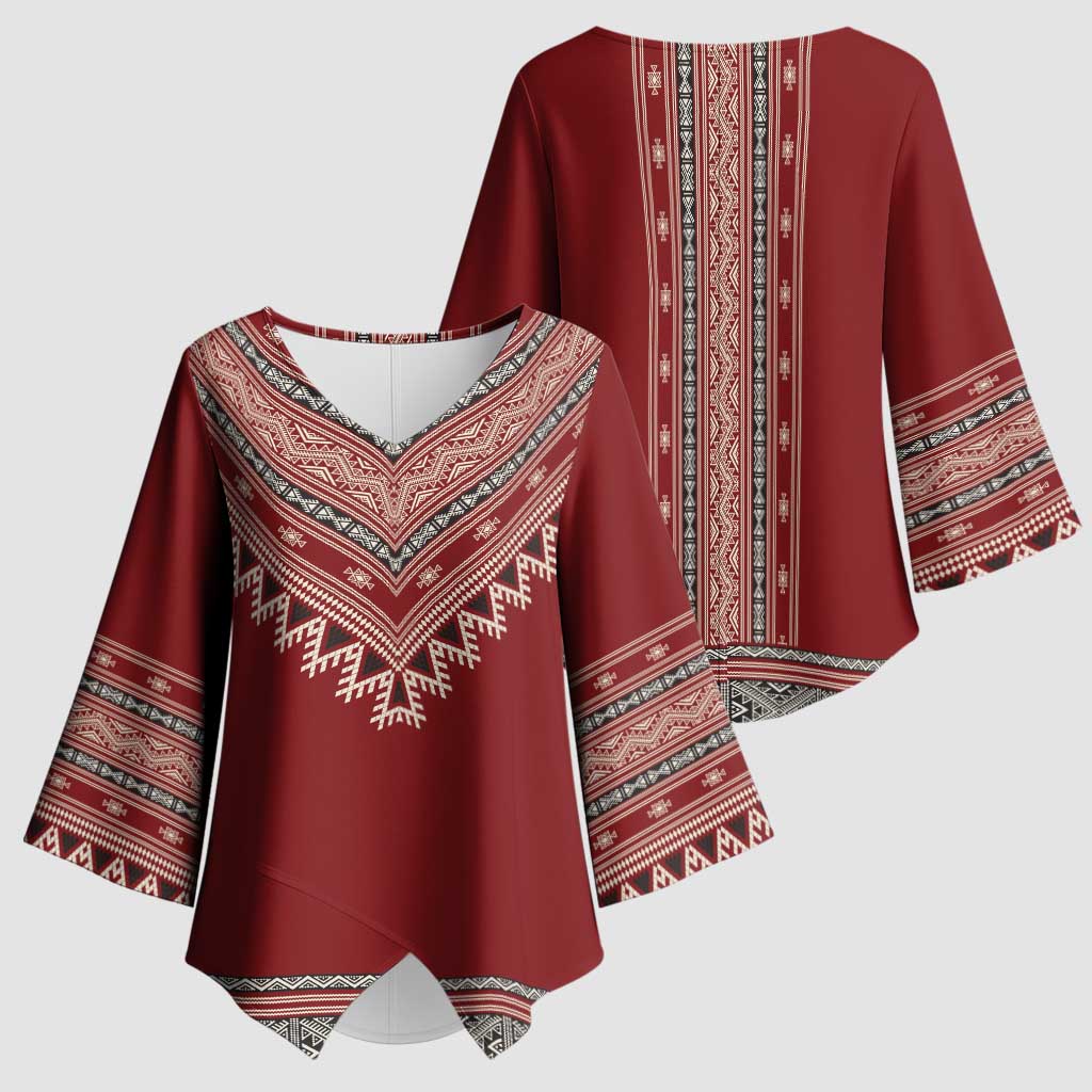 Tunisian Embroidery Pattern Kimono Sleeve Blouse - Wonder Print Shop