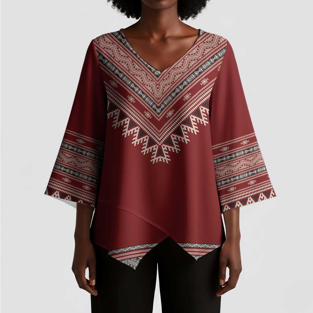 Tunisian Embroidery Pattern Kimono Sleeve Blouse - Wonder Print Shop