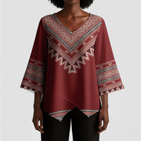 Tunisian Embroidery Pattern Kimono Sleeve Blouse - Wonder Print Shop