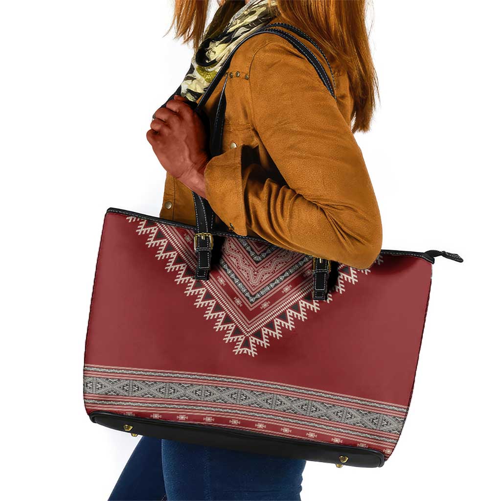 Tunisian Embroidery Pattern Leather Tote Bag - Wonder Print Shop