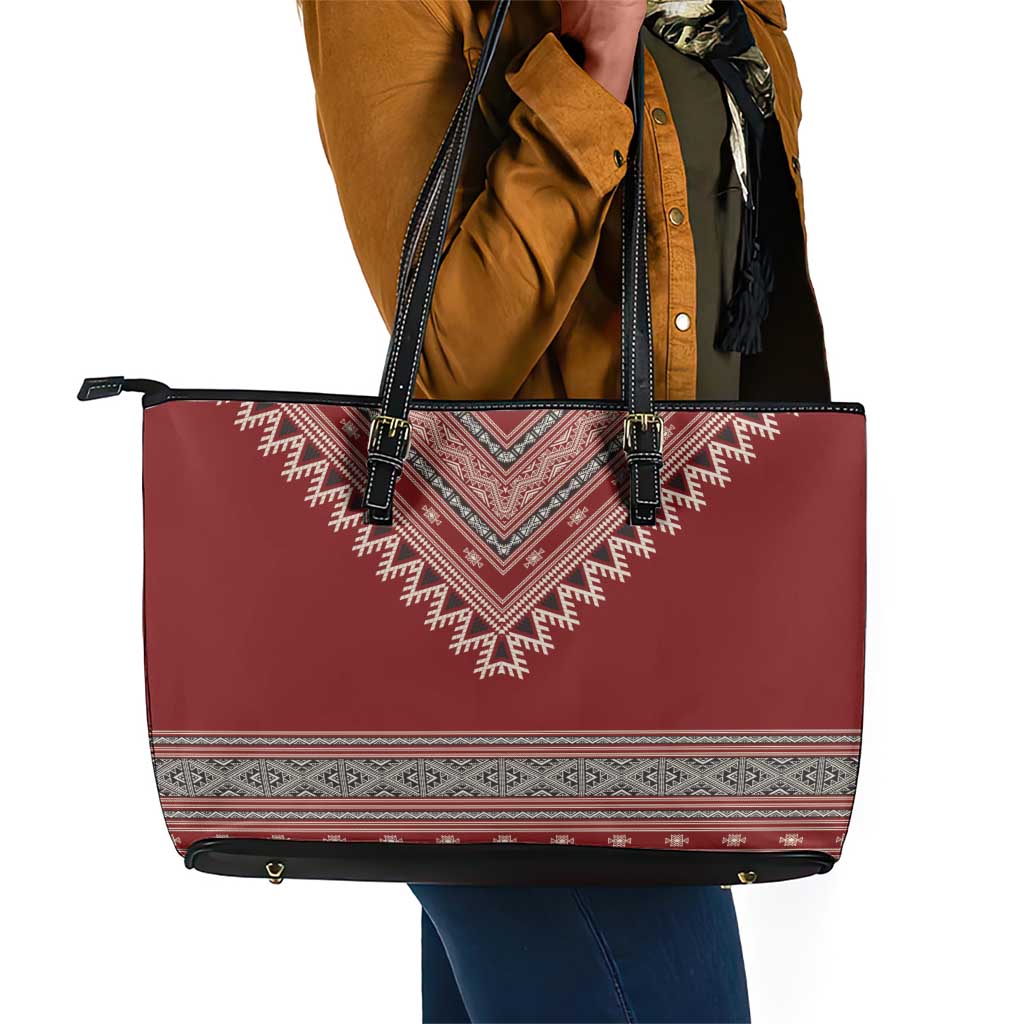 Tunisian Embroidery Pattern Leather Tote Bag - Wonder Print Shop
