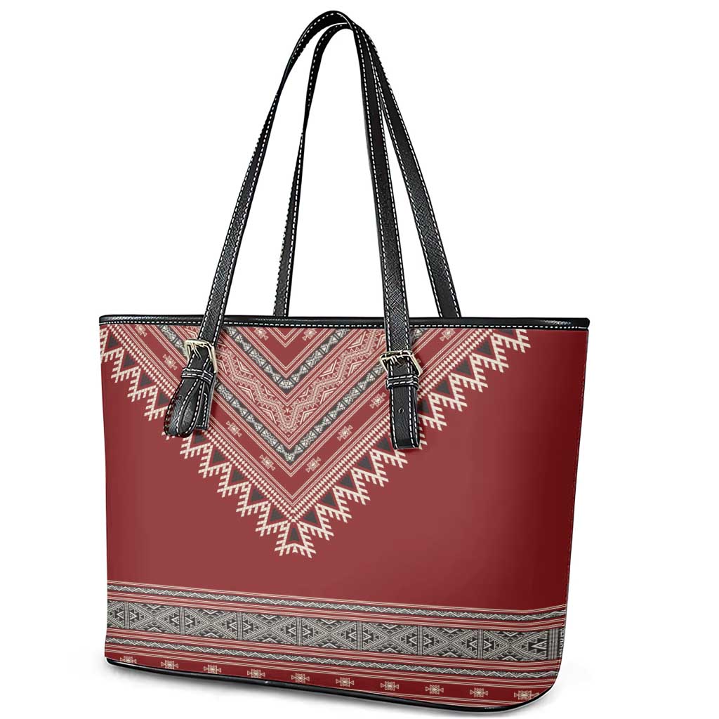 Tunisian Embroidery Pattern Leather Tote Bag - Wonder Print Shop