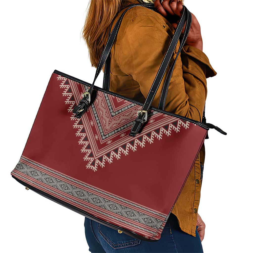Tunisian Embroidery Pattern Leather Tote Bag - Wonder Print Shop