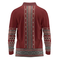 Tunisian Embroidery Pattern Long Sleeve Polo Shirt - Wonder Print Shop