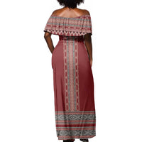 Tunisian Embroidery Pattern Off Shoulder Maxi Dress - Wonder Print Shop