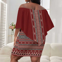 Tunisian Embroidery Pattern Off Shoulder Short Dress - Wonder Print Shop