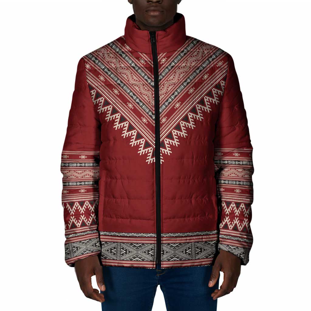Tunisian Embroidery Pattern Padded Jacket - Wonder Print Shop