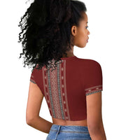 Tunisian Embroidery Pattern Raglan Cropped T shirt LT9