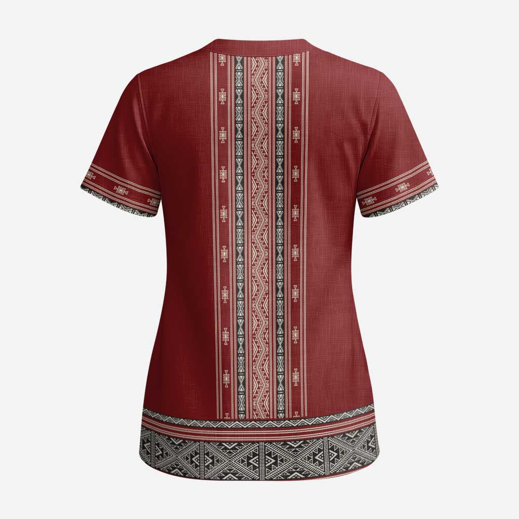 Tunisian Embroidery Pattern Scrub Top - Wonder Print Shop