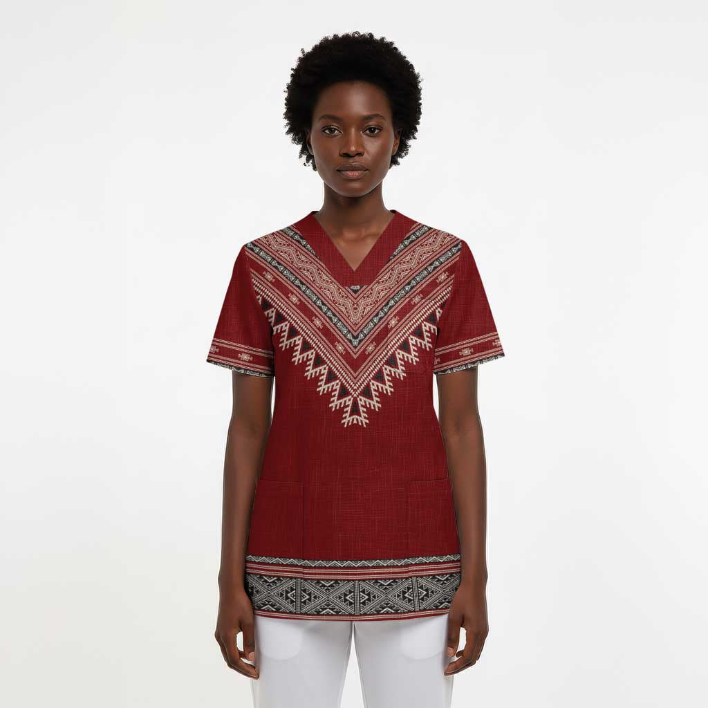 Tunisian Embroidery Pattern Scrub Top - Wonder Print Shop