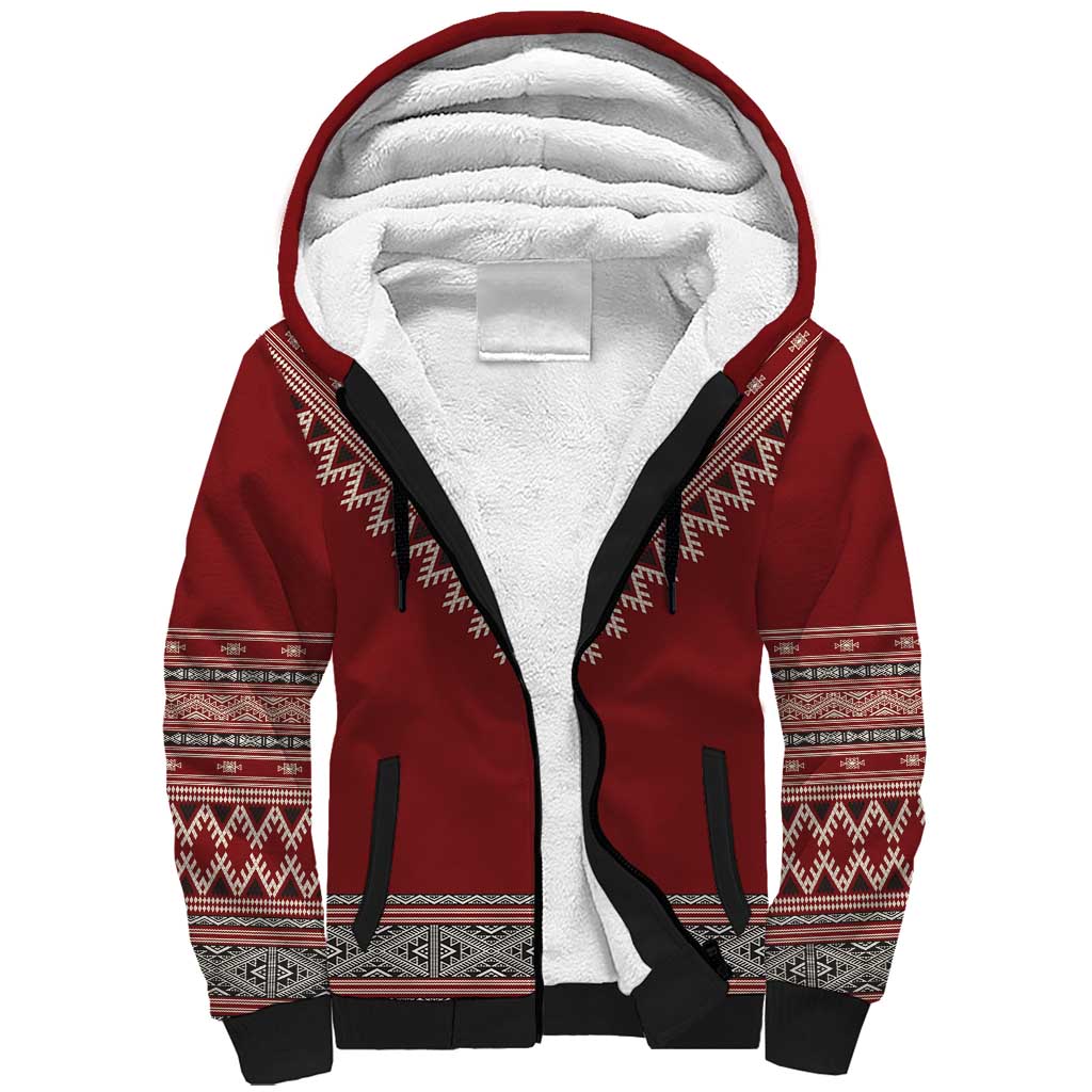 Tunisian Embroidery Pattern Sherpa Hoodie - Wonder Print Shop