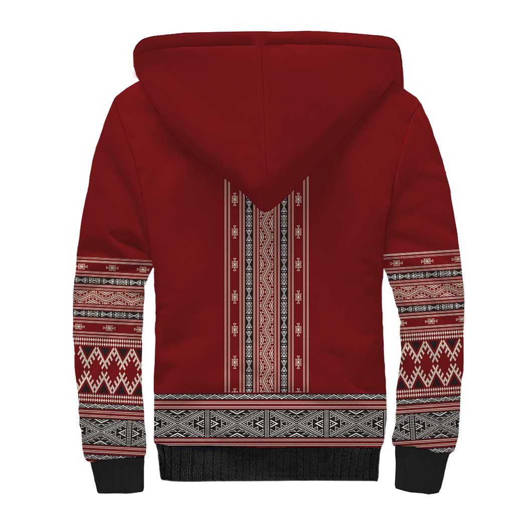 Tunisian Embroidery Pattern Sherpa Hoodie - Wonder Print Shop