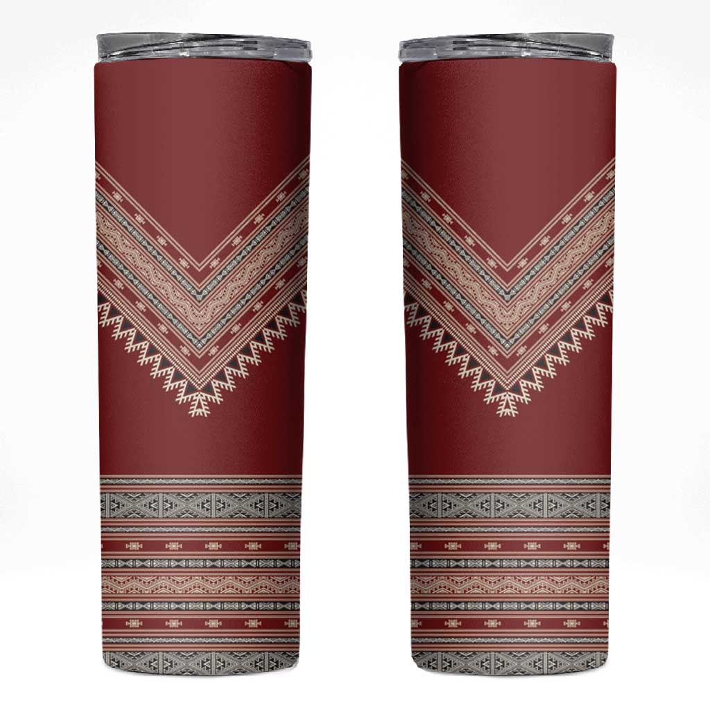 Tunisian Embroidery Pattern Skinny Tumbler - Wonder Print Shop