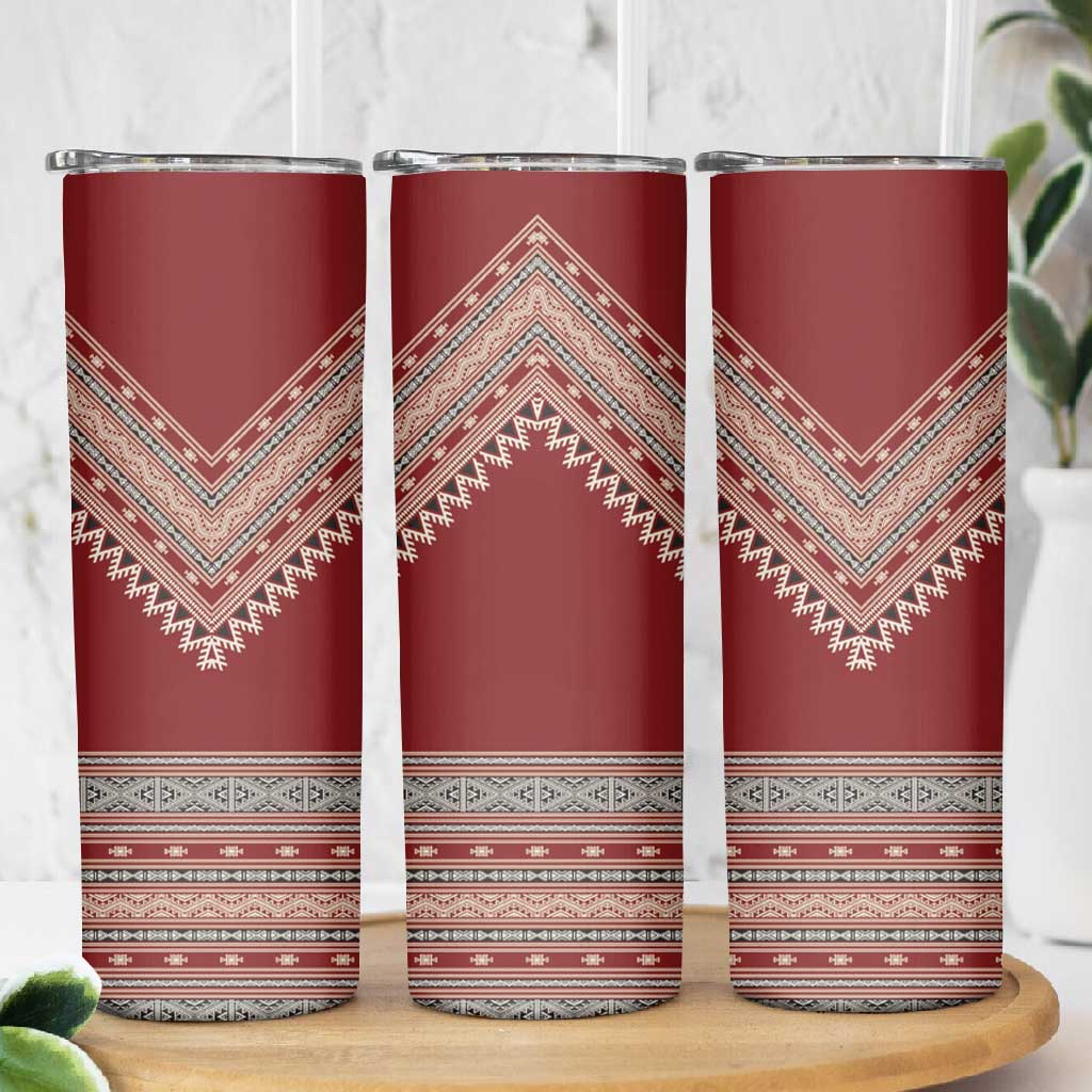 Tunisian Embroidery Pattern Skinny Tumbler - Wonder Print Shop