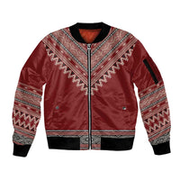 Tunisian Embroidery Pattern Sleeve Zip Bomber Jacket - Wonder Print Shop