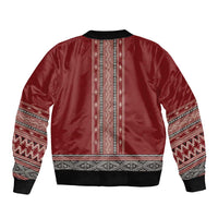 Tunisian Embroidery Pattern Sleeve Zip Bomber Jacket - Wonder Print Shop