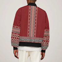 Tunisian Embroidery Pattern Sleeve Zip Bomber Jacket - Wonder Print Shop