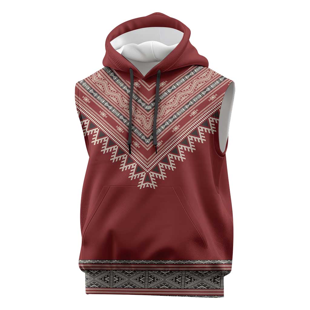 Tunisian Embroidery Pattern Sleeveless Hoodie - Wonder Print Shop