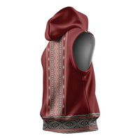 Tunisian Embroidery Pattern Sleeveless Hoodie - Wonder Print Shop