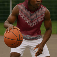 Tunisian Embroidery Pattern Sleeveless Hoodie - Wonder Print Shop