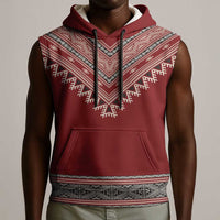 Tunisian Embroidery Pattern Sleeveless Hoodie - Wonder Print Shop