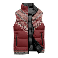 Tunisian Embroidery Pattern Sleeveless Puffer Jacket - Wonder Print Shop