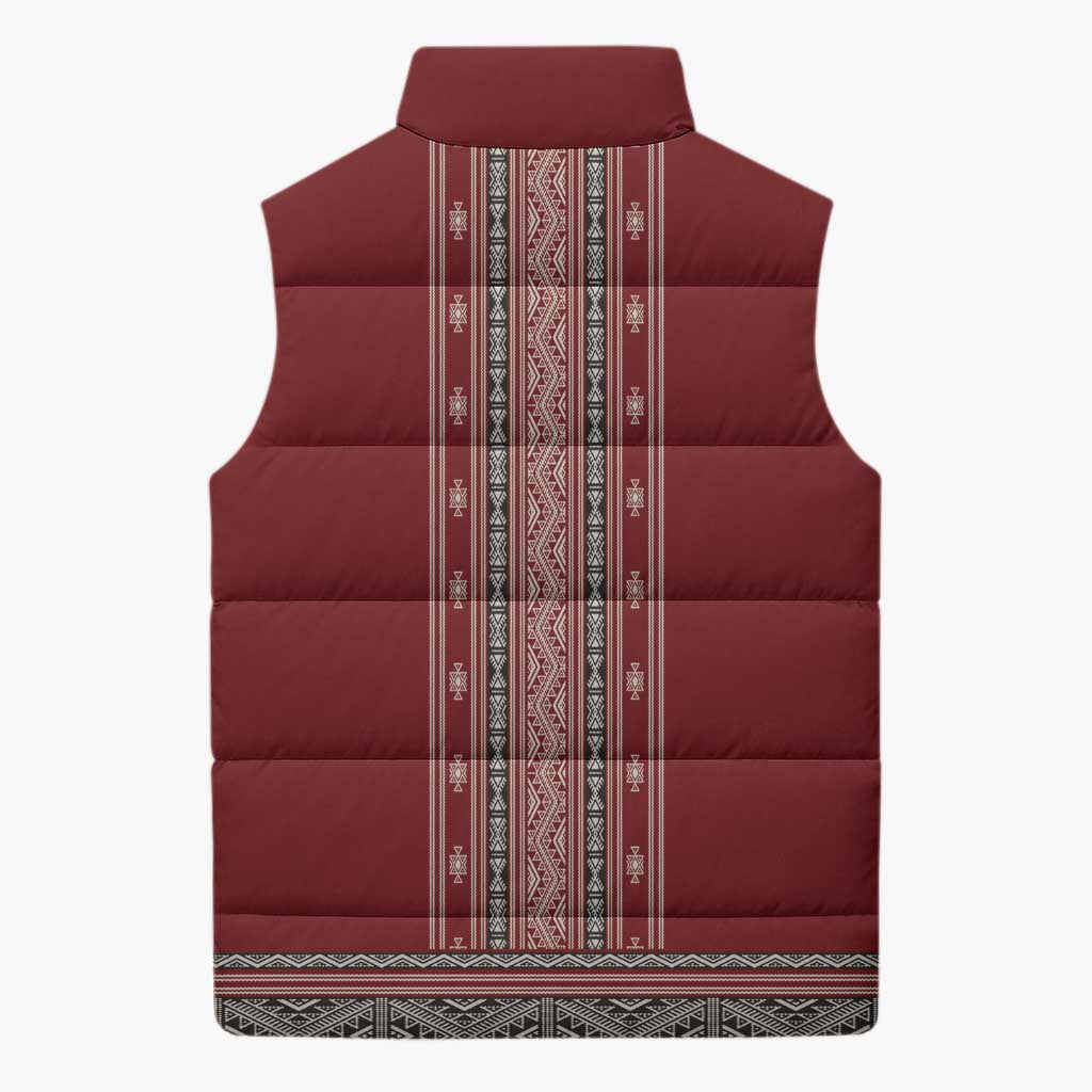 Tunisian Embroidery Pattern Sleeveless Puffer Jacket - Wonder Print Shop