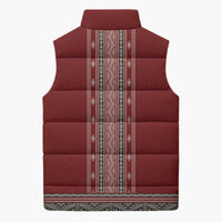 Tunisian Embroidery Pattern Sleeveless Puffer Jacket - Wonder Print Shop
