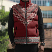 Tunisian Embroidery Pattern Sleeveless Puffer Jacket - Wonder Print Shop