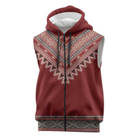 Tunisian Embroidery Pattern Sleeveless Zip Hoodie - Wonder Print Shop
