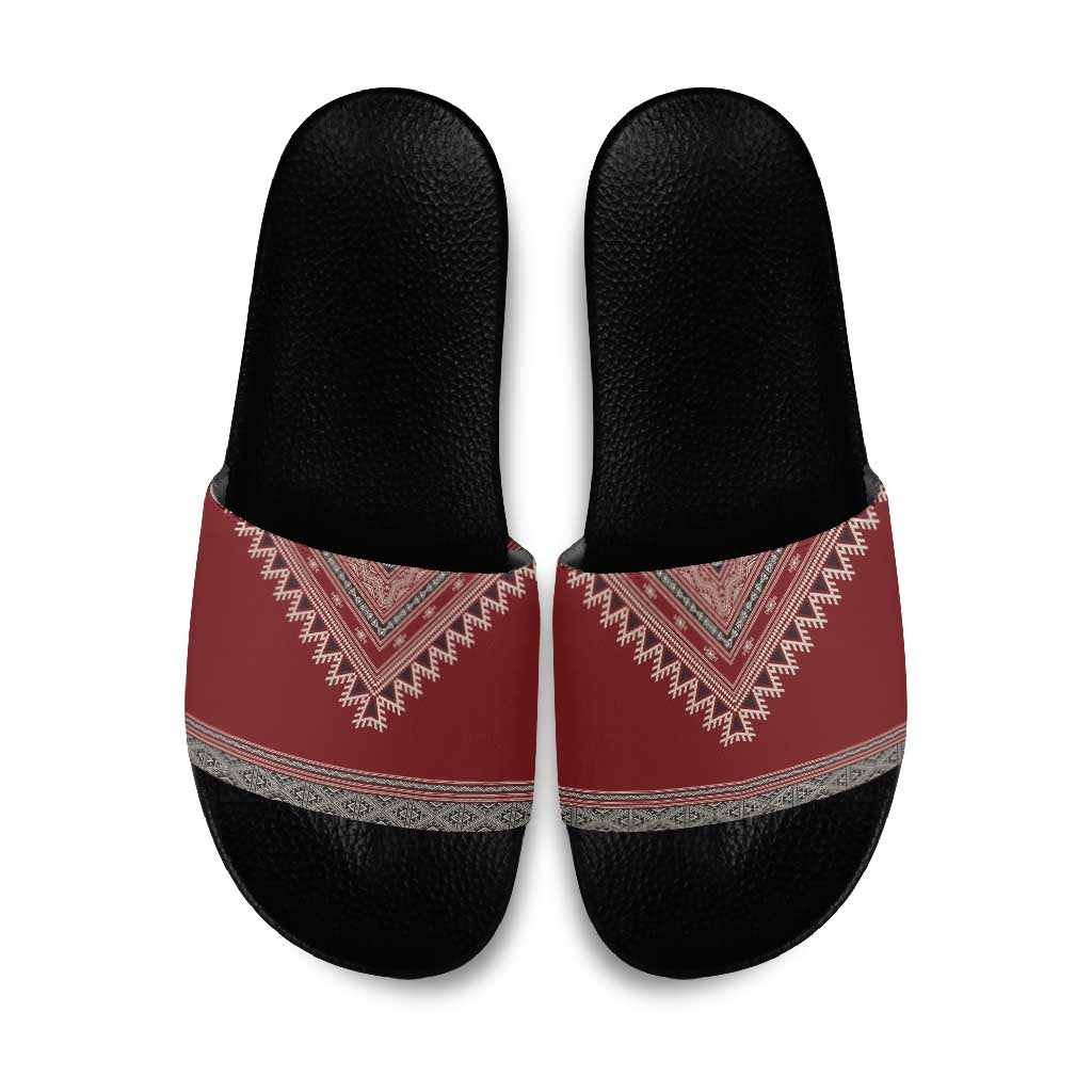 Tunisian Embroidery Pattern Slide Sandals - Wonder Print Shop