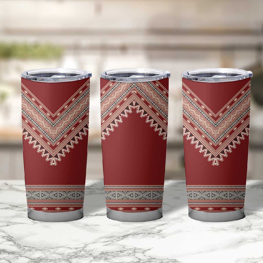 Tunisian Embroidery Pattern Tumbler Cup - Wonder Print Shop
